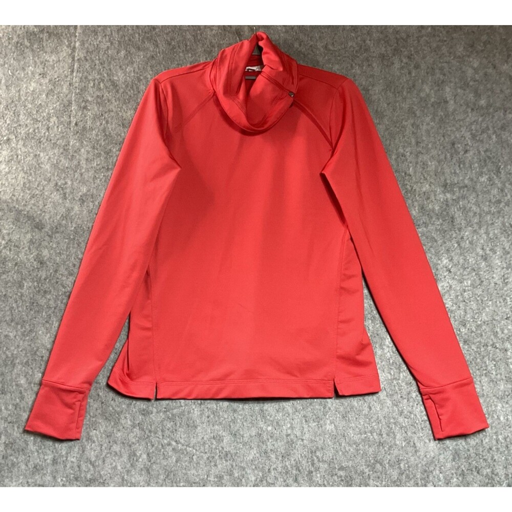 J Jill Fit Shirt Womens XS Coral Long Sleeve 1/4 Zip Active Top Thumb Holes *